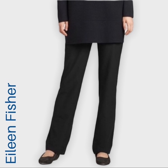 NWT EILEEN FISHER black straight trousers